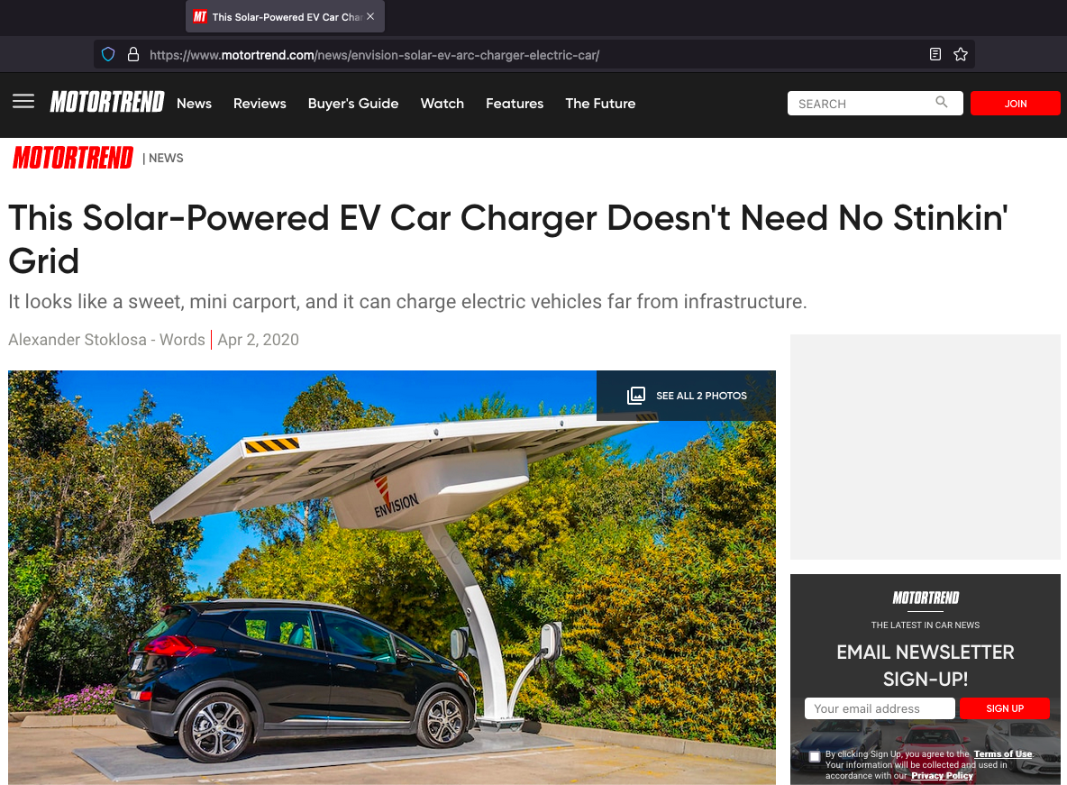 motortrend.com EV Arc Solar Car Charging Station