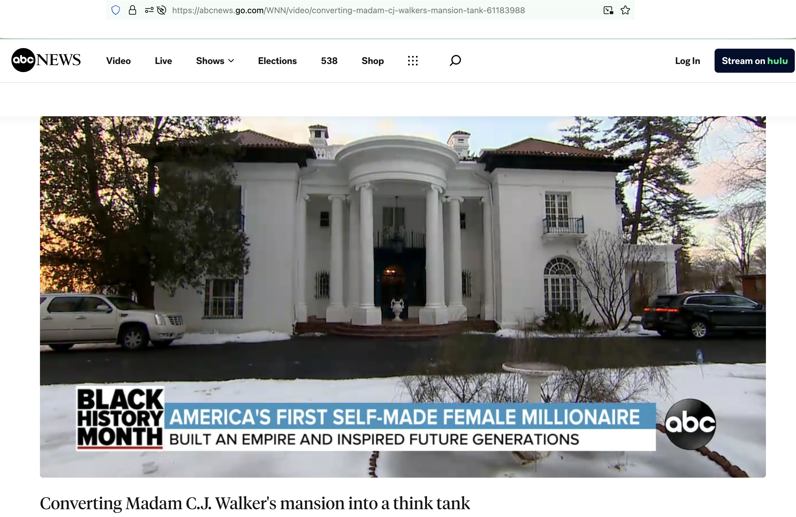 ABC News: Madam CJ Walker Home Conversion