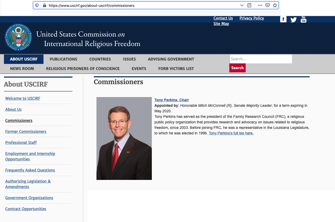 white supremacist Tony Perkins, a bad grades trump cabinet appointee