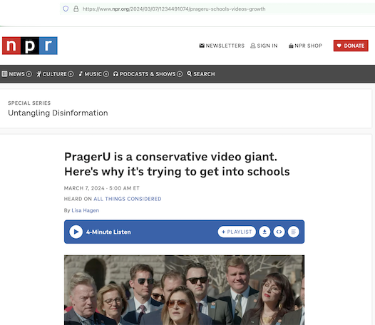 NPR: PragerU Misinformation